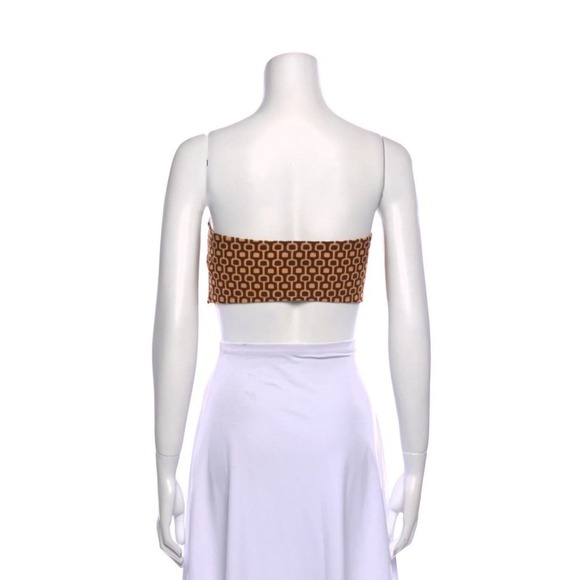 Leset Brown Geometric Tie Front Crop Top – Size Large NWT - Picture 3 of 3